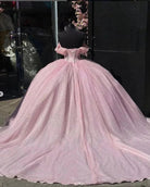 Carine | Glitter Off The Shoulder Pink Ball Gown Quinceanera Dresses