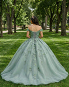 Sage Green Ball - Gown Off - the - Shoulder Quinceanera Dresses - KissProm