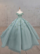 Sage Green Ball - Gown Off - the - Shoulder Quinceanera Dresses - KissProm