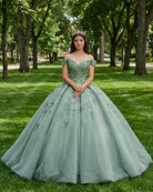 Sage Green Ball - Gown Off - the - Shoulder Quinceanera Dresses - KissProm