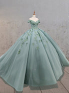 Sage Green Ball - Gown Off - the - Shoulder Quinceanera Dresses - KissProm