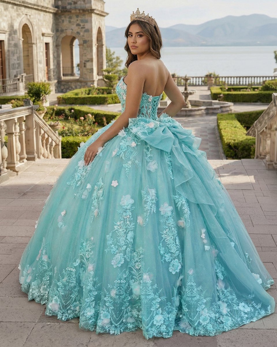 Sage Strapless Tulle Sleeveless Quinceanera Dress - KissProm