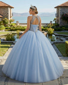 Sky Blue Quinceanera Dress Beaded Junior Prom Dress - KissProm