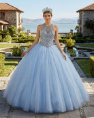 Sky Blue Quinceanera Dress Beaded Junior Prom Dress - KissProm