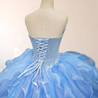 Sky Blue Quinceanera Dress with Pleats and Flowers - KissProm