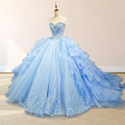Sky Blue Quinceanera Dress with Pleats and Flowers - KissProm