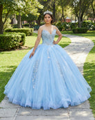 Sky Blue Quinceanera Dresses Off the Shoulder Beaded Lace Appliques - KissProm