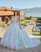 Sky Blue Tulle Ball - Gown Strapless Sleeveless Quinceanera Dresses - KissProm