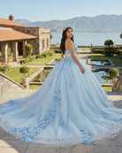 Sky Blue Tulle Ball - Gown Strapless Sleeveless Quinceanera Dresses - KissProm