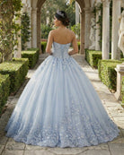 Strapless Sweetheart Neck 3D lace appliqued Quinceanera Dresses - KissProm