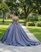 Sweetheart A Line Off - the - shoulder Quinceanera Dresses with 3D Flower and Pearls - KissProm