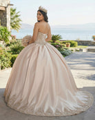 Sweetheart Embroidery Satin Champagne Quinceanera Dresses Lace Ball Gowns - KissProm