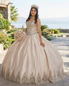 Sweetheart Embroidery Satin Champagne Quinceanera Dresses Lace Ball Gowns - KissProm