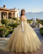 Yellow Ball - Gown Tulle Sweetheart Quinceanera Dresses with Appliques - KissProm